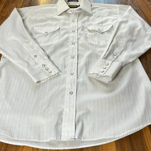 Vintage Panhandle Slim Pearl Snap Gold Stripe Men's Western Shirt - Large - Picture 5 of 13